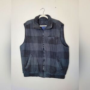 Vintage Green Buffalo Plaid Checked Vest Insulated Lumberjack Woodsman Large